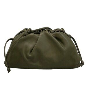 BOTTEGA VENETA The Pouch - Khaki Leather B********* Shoulder Bag